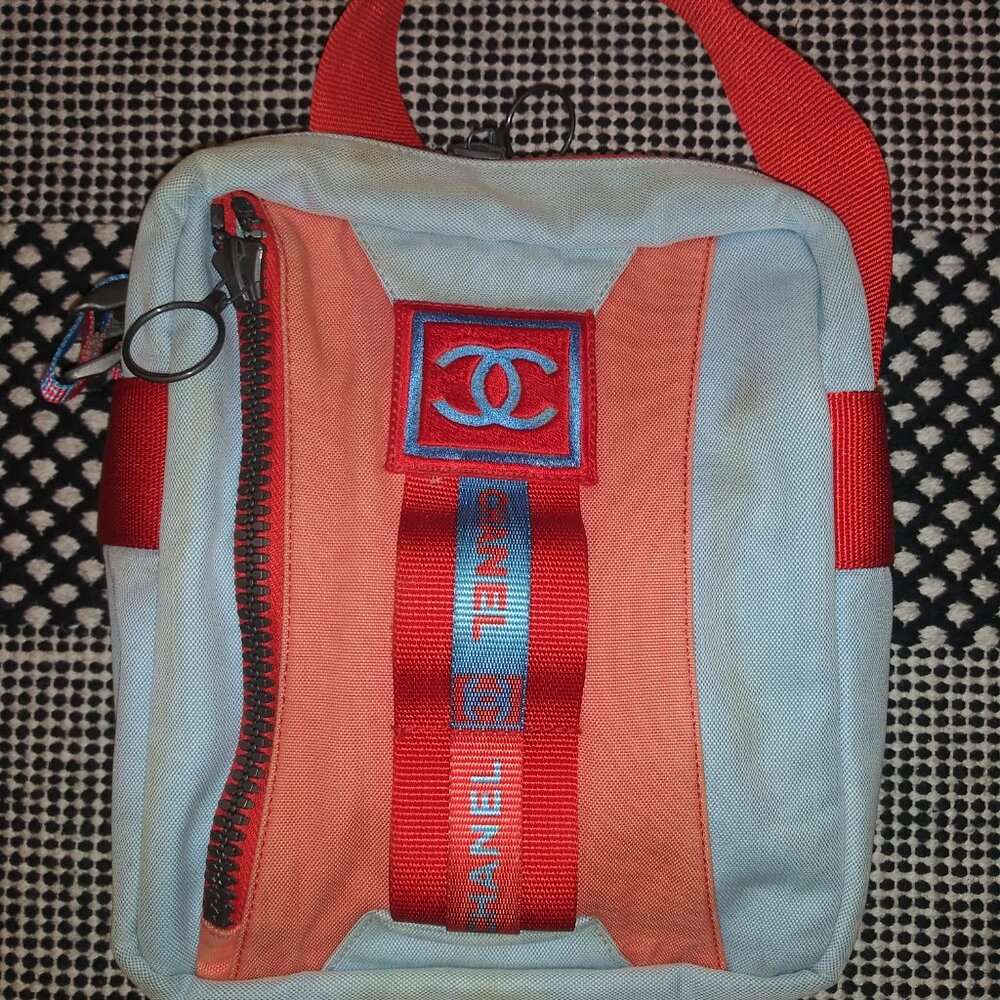 Vintage CHANEL Blue and Red Messenger Bag